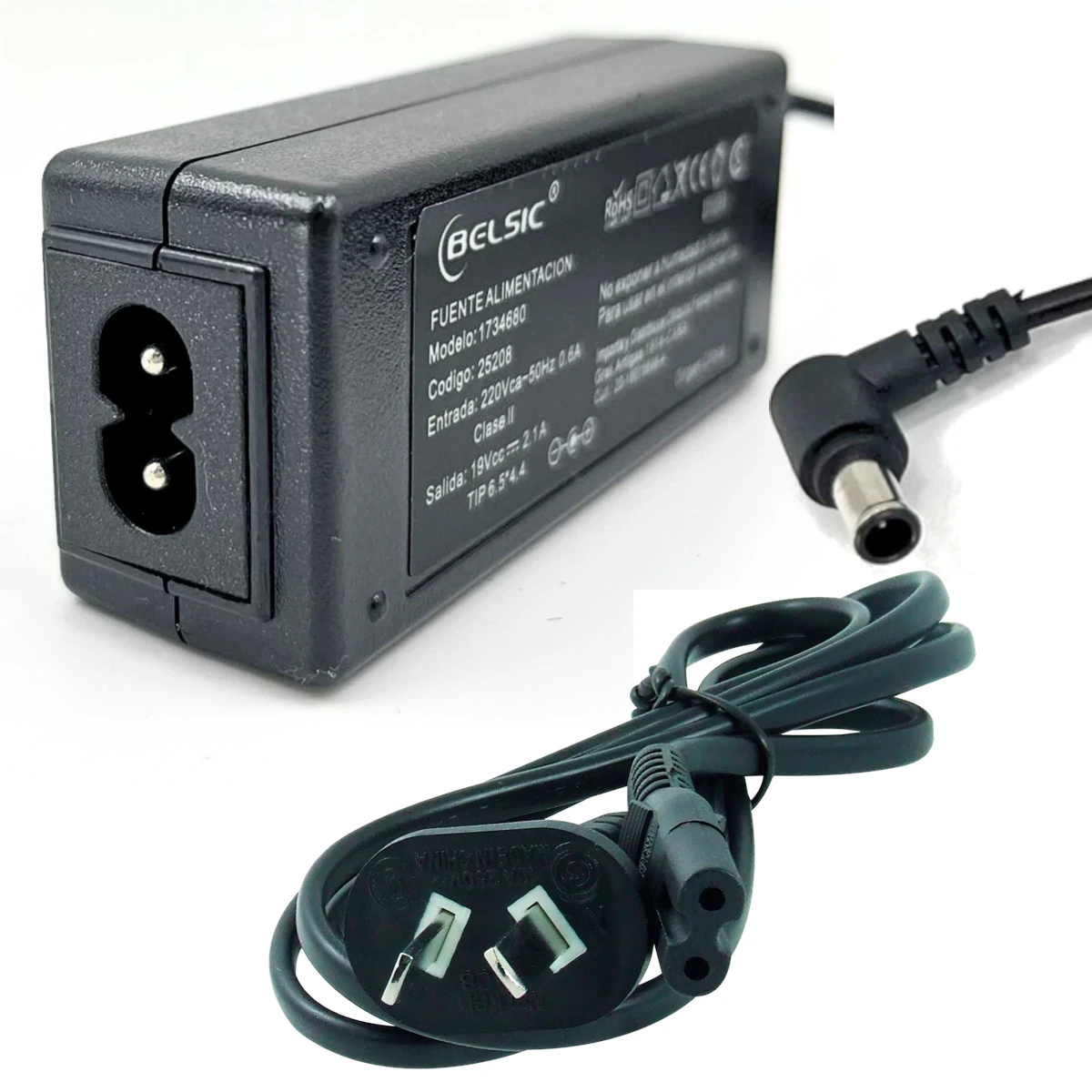 Fuente 19 V 2,1 A Belsic 25208 Cargador P/Notebook Ficha 6,5 X 4,4 Mm Fuente 19 V 2,1 A Belsic 25208 Cargador P/Notebook Ficha 6,5 X 4,4 Mm
