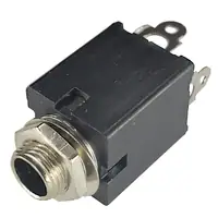 Conector Ficha Estereo Jack 6,5 Hembra Plastico Chasis C/Corte Rosca