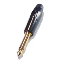 Conector Ficha Mono Plug 6,5 Macho Metal Alta Calidad Negro Aro Negro