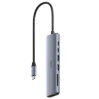 Adaptador Conversor Usb C Macho / Hdmi + USB-A + USB-C + PD + Lector Tarjetas SD y TF