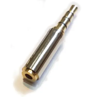 Vista lateral de Adaptador Miniplug 3,5 4 Polos Macho A Miniplug 2,5 4 Polos Hembra Metalico Cuerpo Compacto