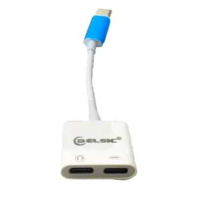 Detalles accesorios de Adaptador Audio Usb-C Macho A 2 Usb-C Hembra (Auricular + Carga)