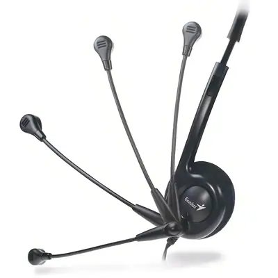 Vista lateral de Auricular Con Microfono Genius Hs-200C Black 2 Fichas Miniplug