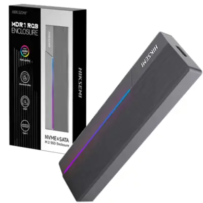 Detalles accesorios de Case Para Disco SSD M.2 Nvme o Sata Usb 3.2 10 Gbps Hiksemi Aluminio Rgb
