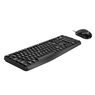 Vista lateral de Teclado + Mouse Usb Genius Km-170 Espanol Negro