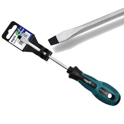 Detalles accesorios de Destornillador Plano Sl 6X125Mm Marca Nisuta Nsdepl6125