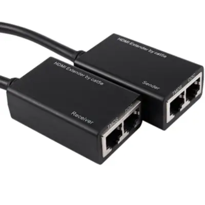 Vista lateral de Alargue Extension Hdmi Macho - Macho Por Cable Utp Cat 5E / 6 Rj45 Hasta 30 Mts