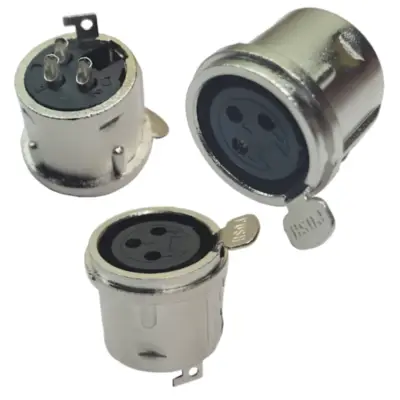 Detalles accesorios de Ficha Canon 3 Pines Hembra Chasis Redondo Con Traba
