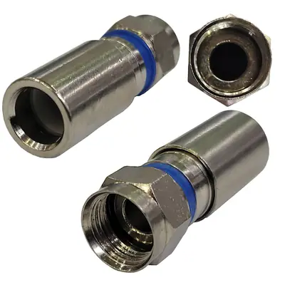 Detalles accesorios de Conector F Crimpeable Compresion Para Cable Rg6 Aro Azul