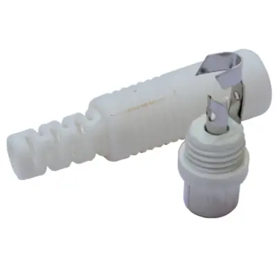 Vista lateral de Conector Ficha Rca Hembra Plastico Blanco Calidad Superior