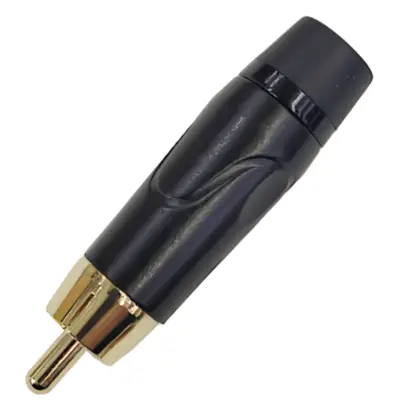 Conector Ficha Rca Macho Metal Alta Calidad Aro Negro