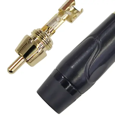 Detalles accesorios de Conector Ficha Rca Macho Metal Alta Calidad Aro Negro