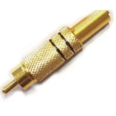 Conector Ficha Rca Macho Metal Dorada Aro Negro