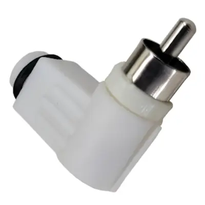Conector Ficha Rca Macho 90 Grados Plastico Blanco