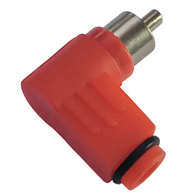 Conector Ficha Rca Macho 90 Grados Plastico Rojo