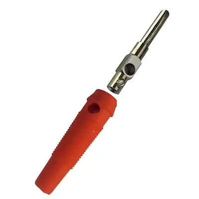 Vista lateral de Ficha Banana Plug Macho Con Tornillo Ban-Tg Rojo