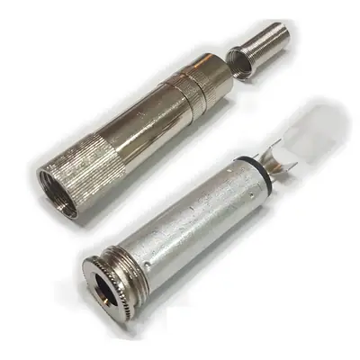 Vista lateral de Conector Ficha Estereo Jack 6,5 Hembra Metal A Cable