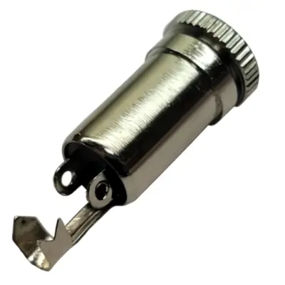 Vista lateral de Conector Ficha Miniplug 3,5 Jack Hembra Mono Chasis Metal Rosca Delantera