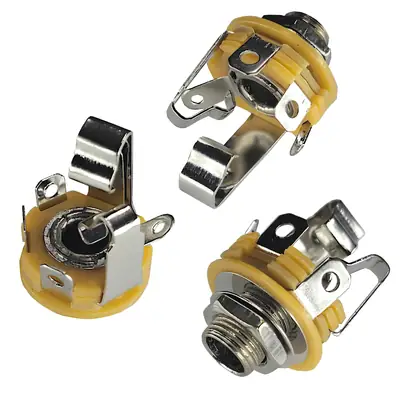 Detalles accesorios de Conector Ficha Estereo Jack 6,5 Hembra Metal Chasis C/Corte Rosca