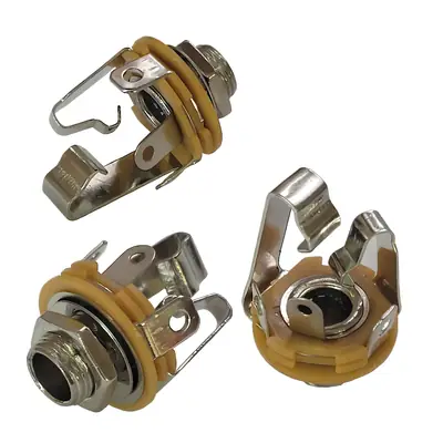 Detalles accesorios de Conector Ficha Estereo Jack 6,5 Hembra Metal Chasis S/Corte Rosca