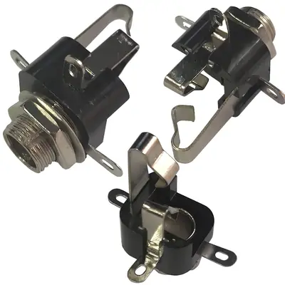 Detalles accesorios de Conector Ficha Estereo Jack 6,5 Hembra Plastico Abierta Chasis S/Corte Rosca