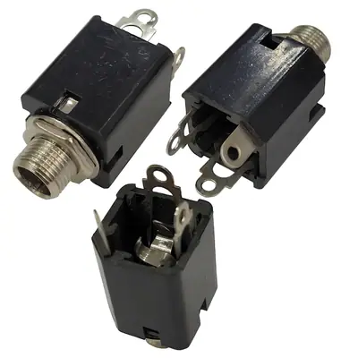 Detalles accesorios de Conector Ficha Estereo Jack 6,5 Hembra Plastico Chasis S/Corte Rosca