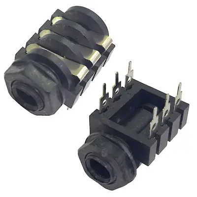 Detalles accesorios de Conector Ficha Estereo Jack 6,5 Hembra Plastico P/ Circuito C/Corte Rosca