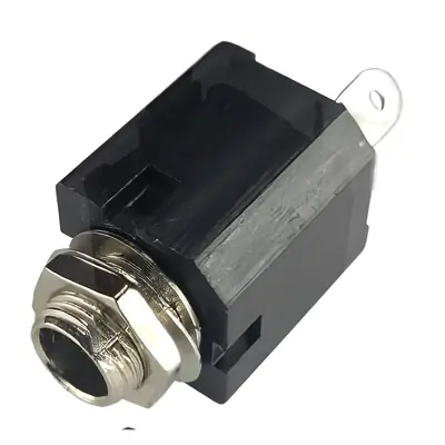 Conector Ficha Mono Jack 6,5 Hembra Plastico Chasis S/Corte Rosca
