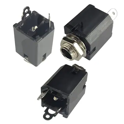 Detalles accesorios de Conector Ficha Mono Jack 6,5 Hembra Plastico Chasis S/Corte Rosca