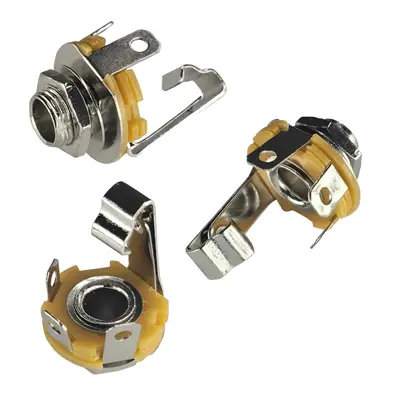 Detalles accesorios de Conector Ficha Mono Jack 6,5 Hembra Metal Chasis C/Corte Rosca