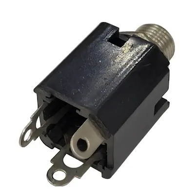 Vista lateral de Conector Ficha Mono Jack 6,5 Hembra Plastico Chasis C/Corte Rosca