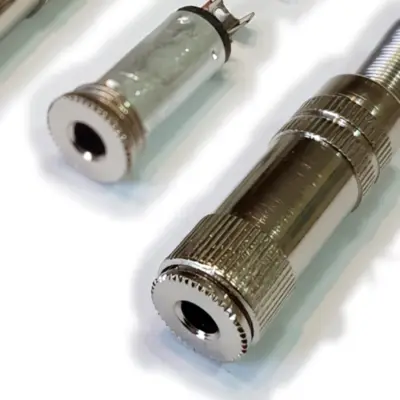 Detalles accesorios de Conector Ficha Miniplug 3,5 Jack Hembra Estereo Metal Plata