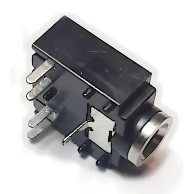 Vista lateral de Conector Ficha Miniplug 3,5 Jack Hembra Estereo Plastico P/Circ Con Corte