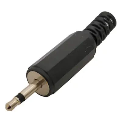 Conector Ficha Miniplug 2,5 Macho Mono Plastico Negro
