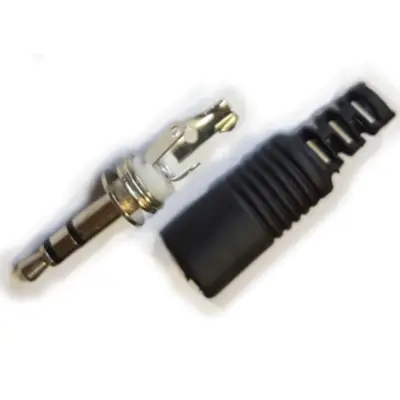 Vista lateral de Conector Ficha Miniplug 3,5 Macho Estereo Plastico