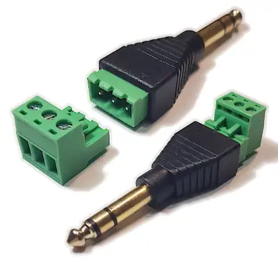 Detalles accesorios de Conector Ficha Estereo Plug 6,5 Macho A Bornera