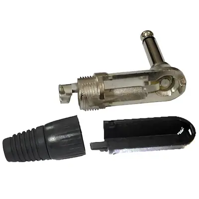 Vista lateral de Conector Ficha Mono Plug 6,5 Macho 90 Grados Metal/Plastico