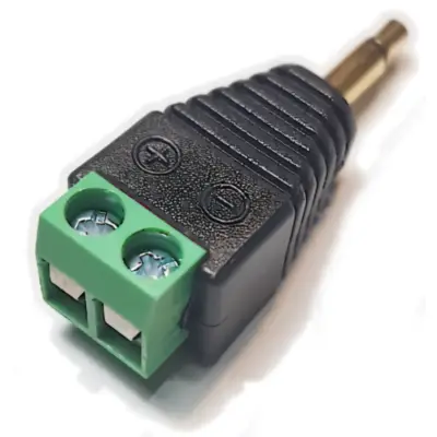 Vista lateral de Conector Ficha Miniplug 3,5 Macho Mono A Bornera
