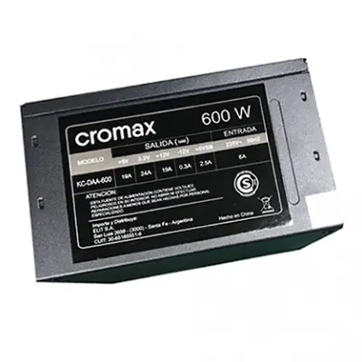 Fuente 600W Cromax 24 (20+4) Sata Fan 8Cm Negra Box