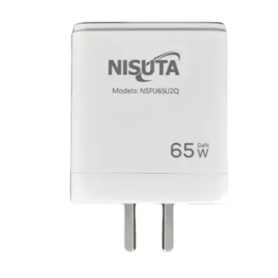Detalles accesorios de Cargador 65W Usb-C Pd X 2 + Usb-A Qc Carga Rapida Nisuta Sin Cable