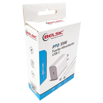 Detalles accesorios de Cargador 35W Usb-C PD Carga Rapida Pd Belsic Con Cable