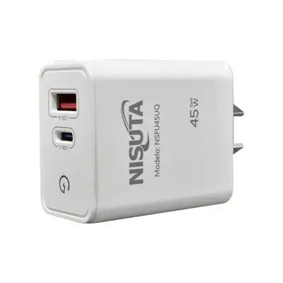 Cargador 45W Usb-C Pd + Usb-A Qc Carga Rapida Nisuta Sin Cable