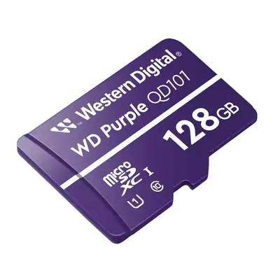 Vista lateral de Memoria Micro Sd 128Gb Sandisk Purple Especial Videovigilancia