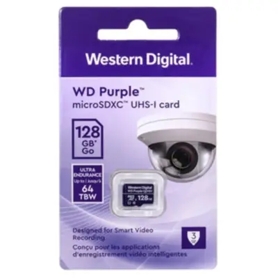Detalles accesorios de Memoria MicroSD 128Gb WD Purple Especial Videovigilancia