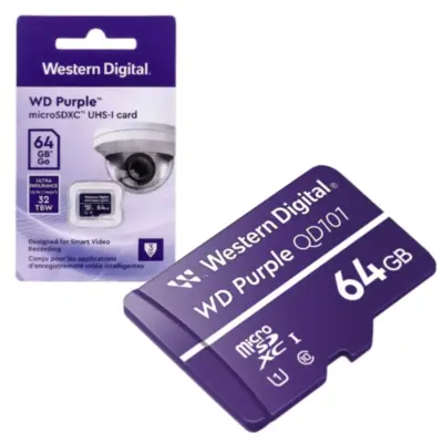 Detalles accesorios de Memoria MicroSD 64Gb WD Purple Especial Videovigilancia