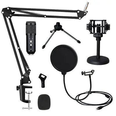 Vista lateral de Microfono Para Pc Usb Nisuta Nsmicg5 Antipop + Antivibracion