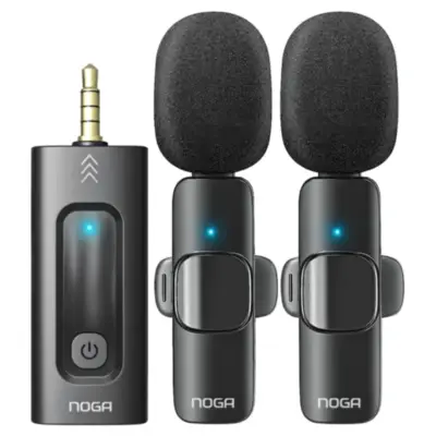 Microfono Corbatero Inalambrico Doble Con Ficha Miniplug 3,5Mm Noga