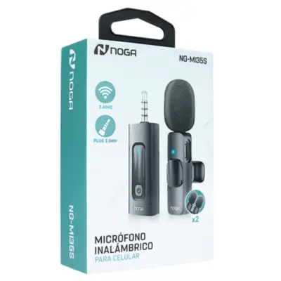 Detalles accesorios de Microfono Corbatero Inalambrico Doble Con Ficha Miniplug 3,5Mm Noga