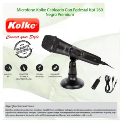 Detalles accesorios de Microfono Pedestal De Mesa Unidireccional Kolke Kpi-269