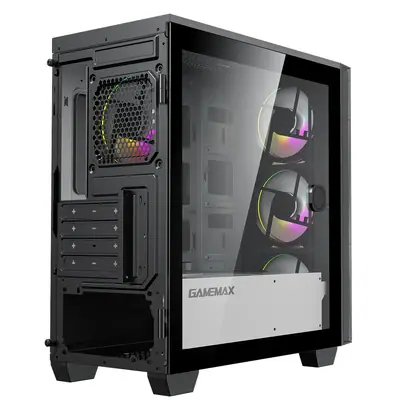 Vista lateral de Pc Amd Ryzen 5 5600GT 16Gb Ram Ssd 500Gb Mb Gigabyte Fuente 500W GAMEMAX